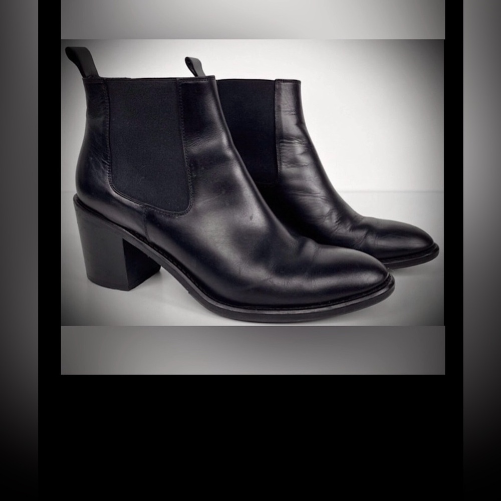 Jenni Kayne Leather Chelsea Boots Block Heels in black Size EU 41 = US 11
